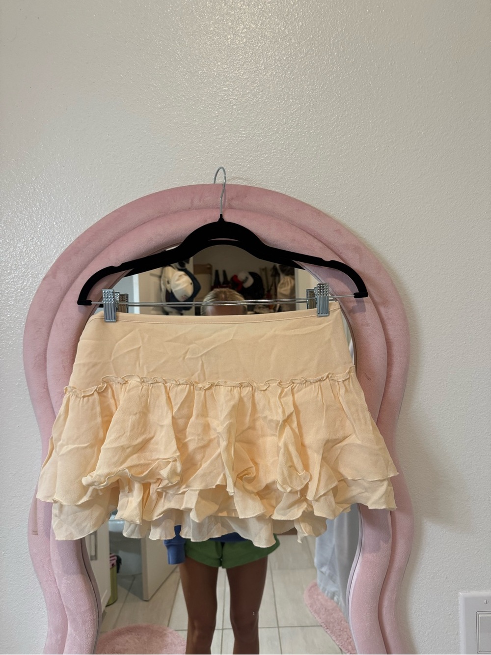 Reformation Ivory Ruffled Mini Skirt